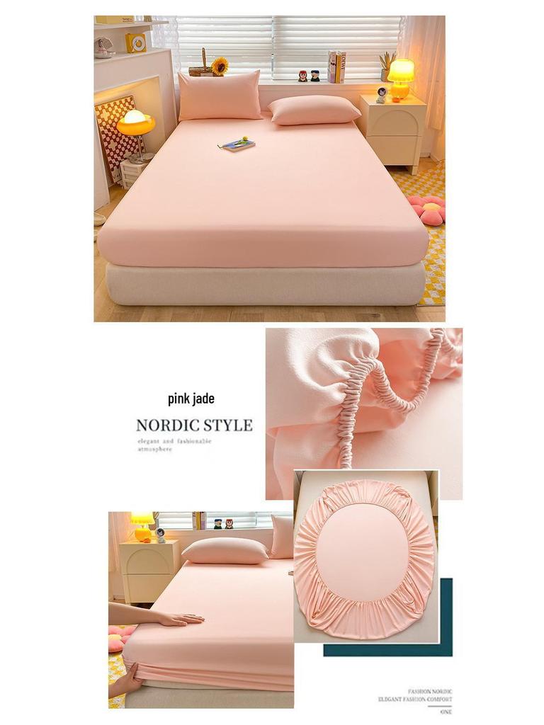 Zestaw prześcieradeł z gumką z bawełny pranej w jednolitym kolorze: Całkowicie otulający, antypoślizgowy narzutka na łóżko - Trzyczęściowy na każdą porę roku