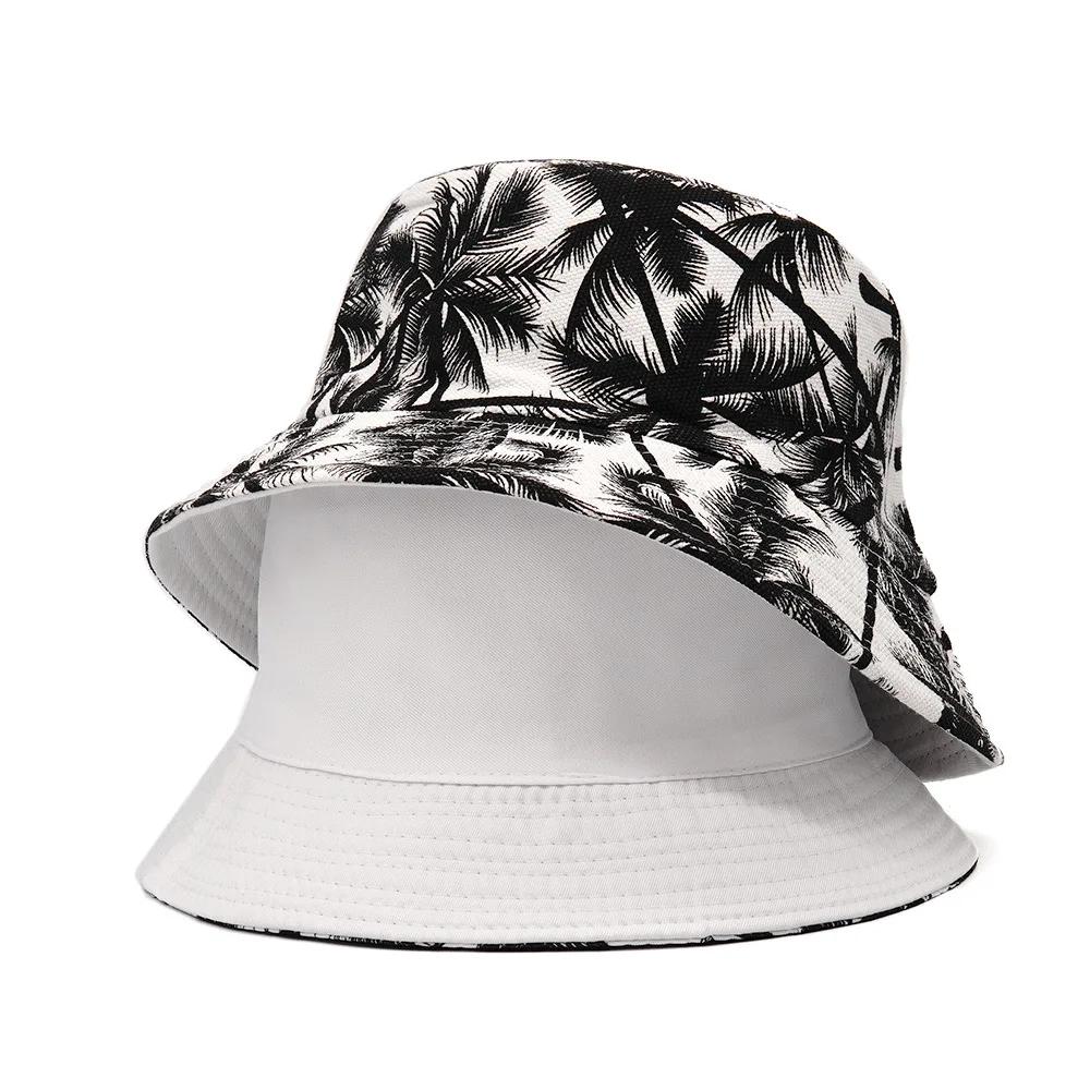 New Spring/Summer Women Bucket Hat Coconut Tree Sunshade Fishing Cap Leisure Travel Suns Visor Bowler