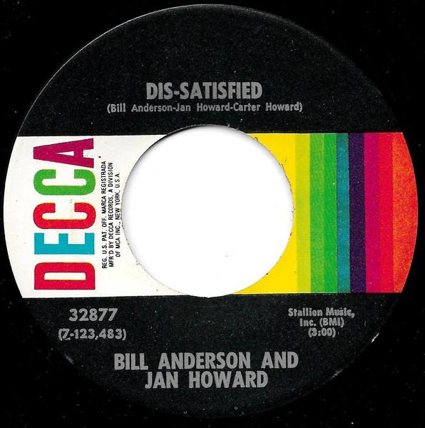 

7inch Record BILL JAN DisSatisfied 32877 Decca 1971 US CountryFolk Used