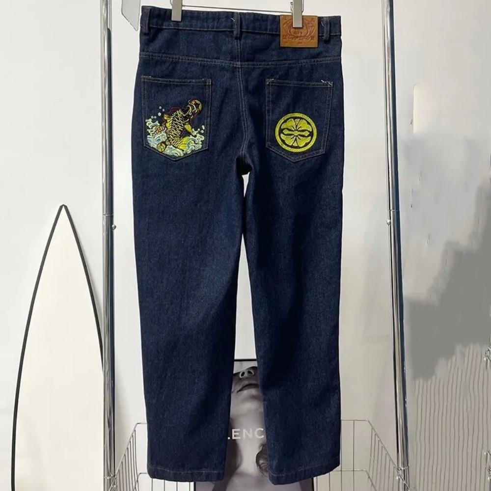 

RogueWave Ретро 90-х Японский Стиль Уличная Индивидуальность Принт Прямые Джинсы Y2K Рок Готика Панк Свободные Джинсы Парная Одежда XXL