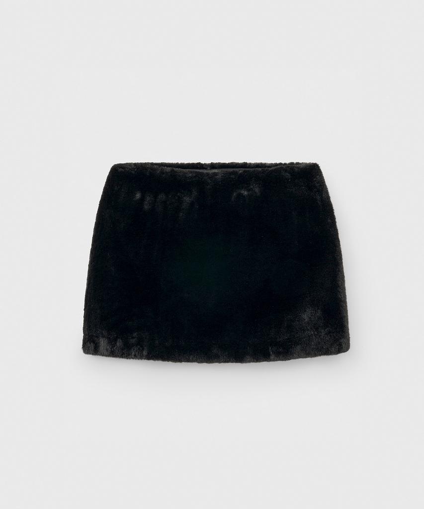 MONGDOL Fur Mini Skirt Black Mdsk031Black