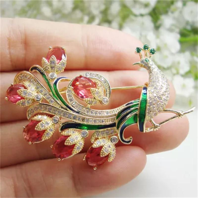 Vintage Women Girls Heavy Industry Crystal Animal Brooch Pin Fashion Luxury Shiny Boutique Rhinestone Badges Corsages For Lady