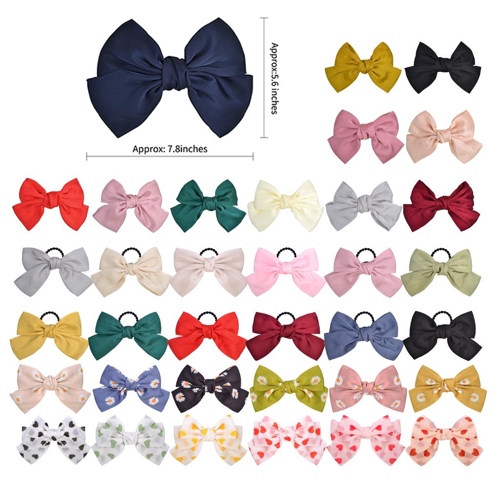 Large Hair Band Thick Bow Knot Adjustable Multi-colored Snag Free Hairs Rope Bobby Pins Scrunchies for Girls Styling Gift
