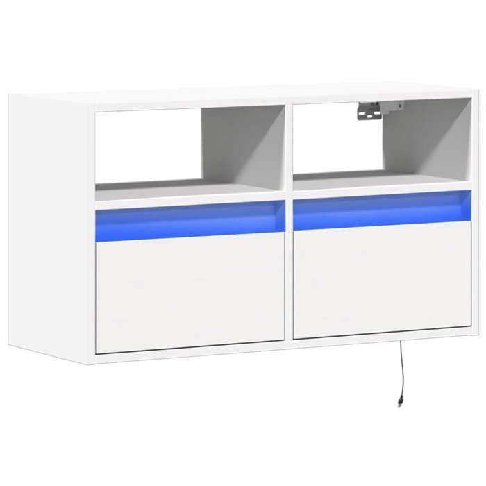 VidaXL Meuble TV mural avec lumières LED blanc 80x31x45 cm 852327