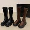 Fashion Vintage Platform Thick Heel Women Knee High Boots Fashion Ladies Belt Buckle Knight Long Booties botas de inverno feminina
