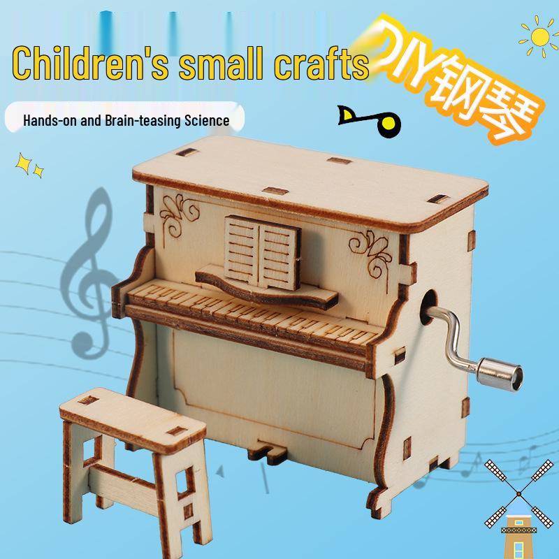Children s DIY Hand-Crank Piano Music Box Kit for Science Experiments and Teaching Aids 14*20 cm