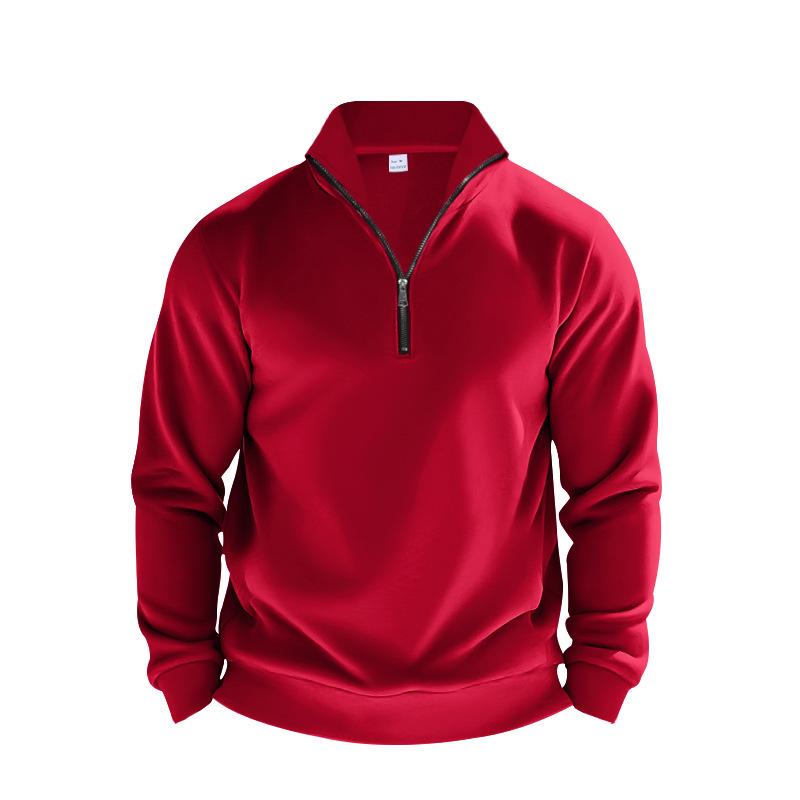 Men's Autumn Winter Casual Zipper Stand Collar Fleece Hoodie Jacket