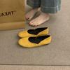 French inner height increase yellow small single shoes 2025 new autumn new flat-soled ballet ladyshoes soft-soled grandma shoes