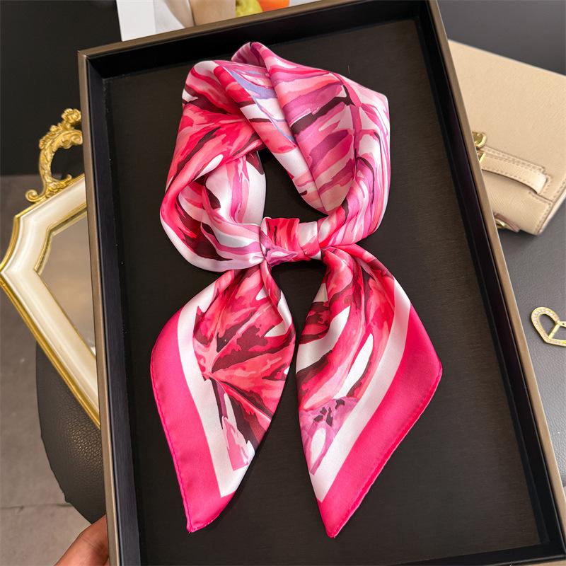 Holiday Casual Printing Simulation Silk Scarf Square Scarf High-end Shawl Sunscreen Neck Small Square Scarf Headscarf Female