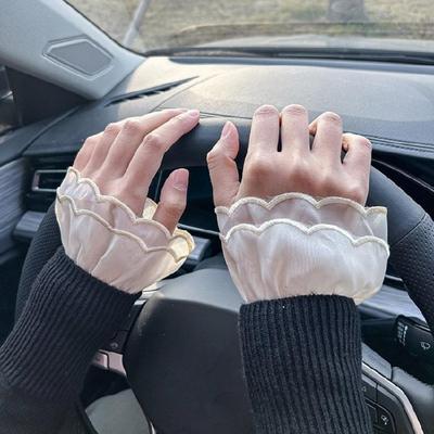 Mangas Falsas de Organza Flare para Mulheres Punhos Falsos Destacáveis Mangas Falsas de Pulso