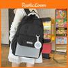 Color Solid Simple Letter Print Student Backpack With Pendant For Daily Use
