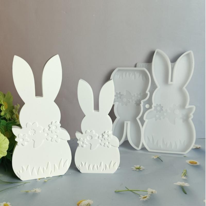 Rabbits Shaped Silicone Mould Heat Resistant Easy Cleaning Detailed Easters Candle Making Supplies