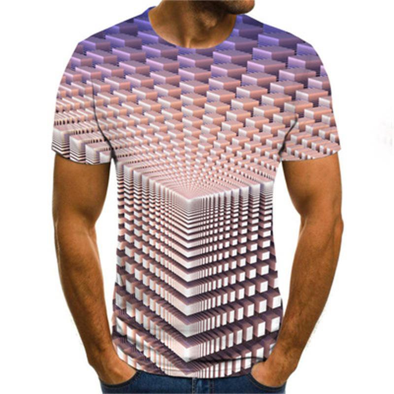 Sommer T-Shirt Geometrisches Schillerndes Bild 3D Digitaldruck Rundhals Herren Sport Locker 3D T-Shirt