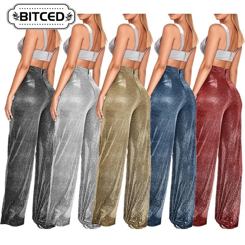BITCED Women's Fashion Casual Solid Color Print Pants & Capris Unique Design