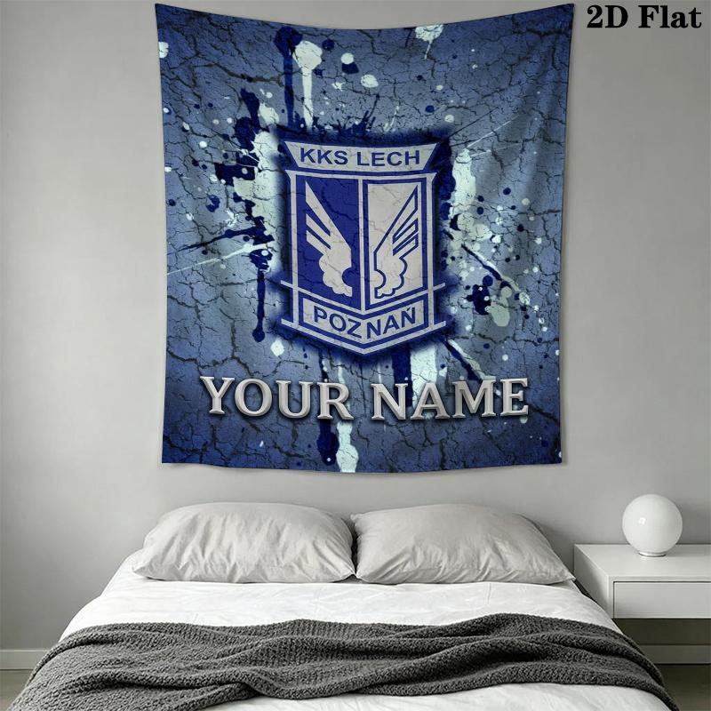 Custom Name Kks Lech Poznan Wall Tapestry Aesthetic Wall Hanging Printed Fabric Blanket Decorative Tapestries for Bedroom Living Room Home Decor