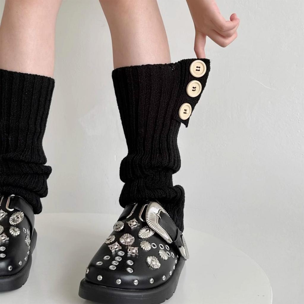 Button Leg Warmers for Women Winter Warm Knit Leg Warmers Sweet Long Leg Socks Fashion Leg Sleeve Streetwear Gifts