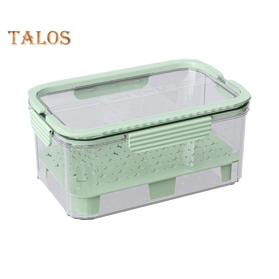 

Контейнер для хранения салата, герметичный, прозрачный, контейнер для фруктов, двухъярусная корзина для охлаждения льда, переносной контейнер для фруктов с дренажным поддоном зелёный