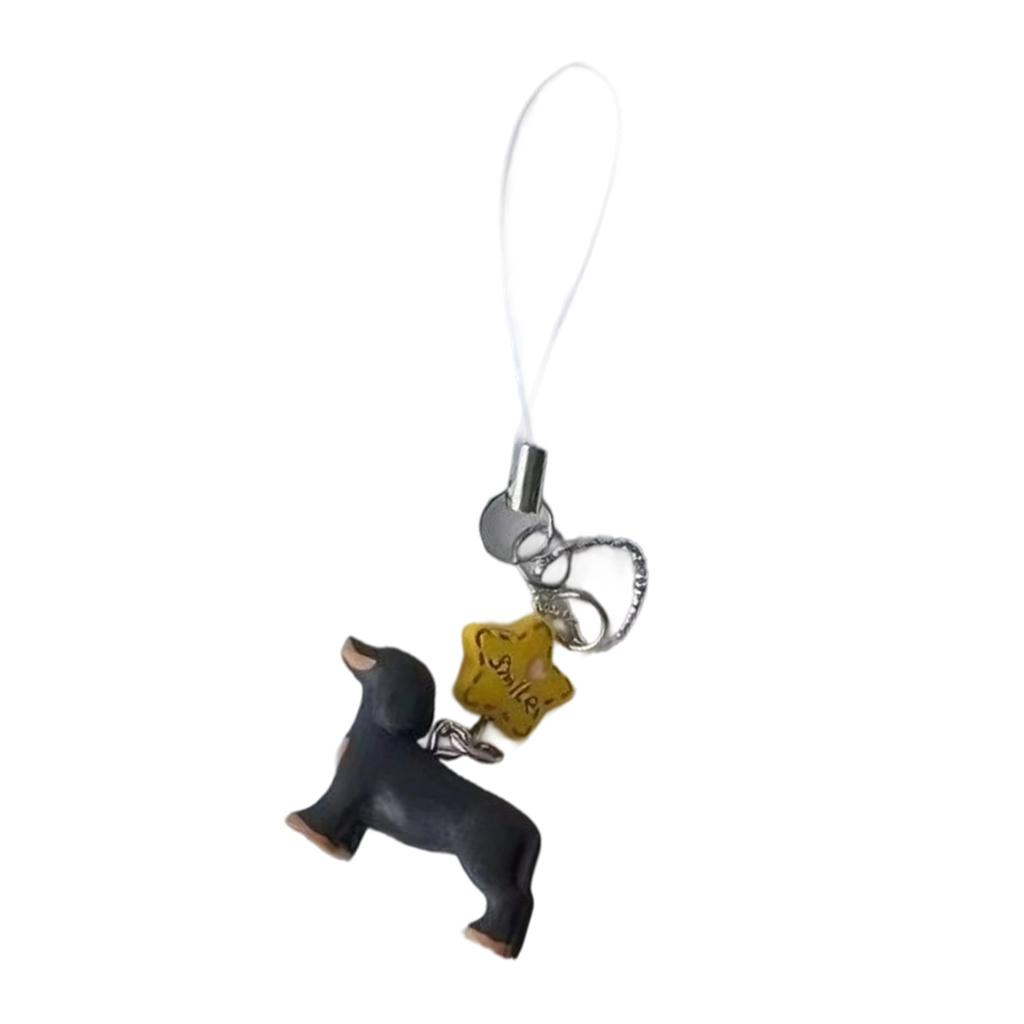 Lovely Cartoon Dachshund Phone Charm Sweet Styles Resin Materials Portable and Easy To Attach for Women and Students