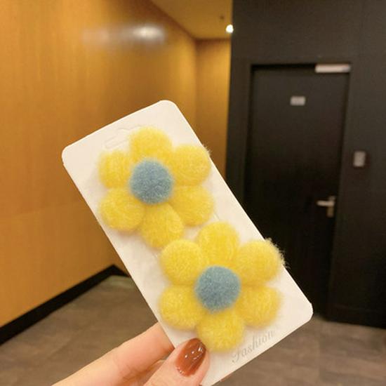 Kreskówkowe pluszowe spinki do włosów dla dzieci - Urocze jesienno-zimowe klipsy dla dziewczynek, w koreańskim stylu księżniczki