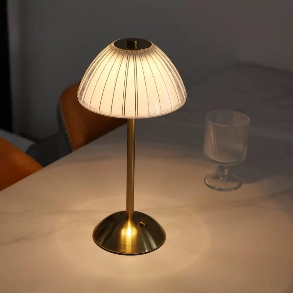 Modern Nordic Style Table Lamp Dimmable Small Touch Control Lamp Acrylic Lampshade USB Rechargeable Nightstand Light Bar