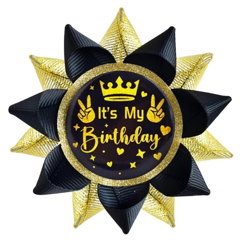 Happy Birthday Button Pin Party Decoration For Birthdays Event Reusable Safety Clasps Grosgrain Ribbon Badges Gift