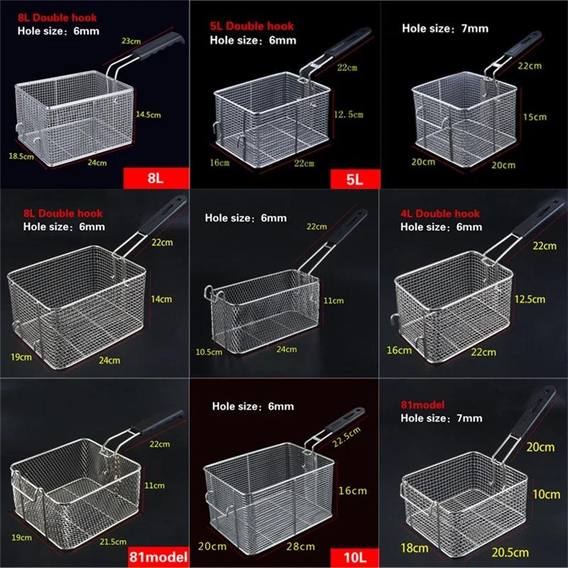 Stainless Steel Frying Basket Net French Fries Basket  Frame Square Oil  Control Filter Frying Basket Dense