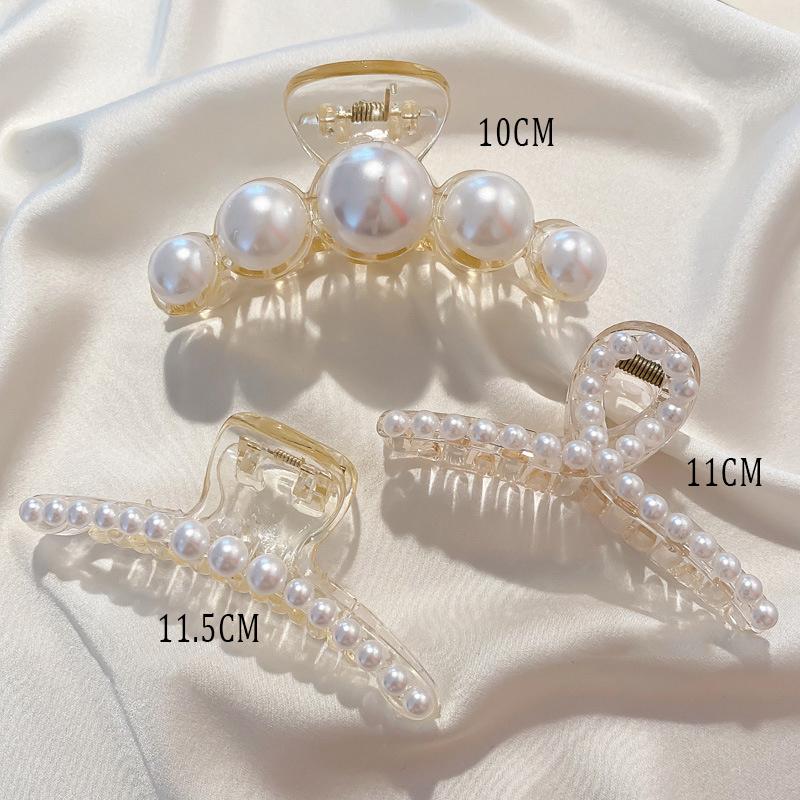Vintage Pearl Clips Set Large Claw Korean Ponytail Big Barrettes Jaw Hairpins For Women Hair Accessories Hairgrip Gift