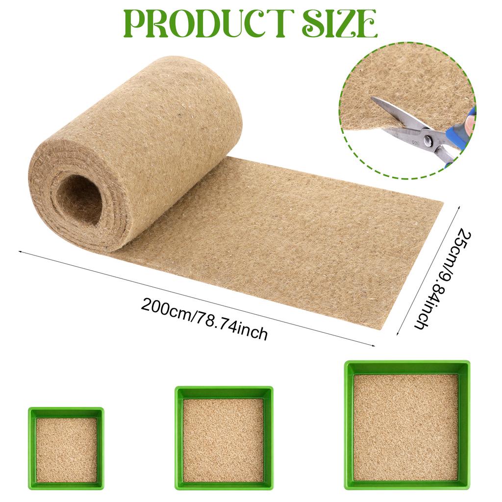 1 Roll 10" X 78.74" Microgreen Grow Mat Natural Fiber Grow Mats Microgreens Grow Kit Hydroponic Pads Indoor Organic Production F