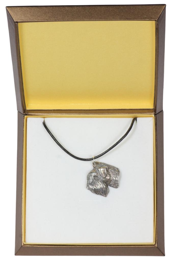 

Irish Soft Coated Wheaten Terrier - Dog necklace in gift box, silver-plated locket for dog fan, striking pendant by Art-Dog brand срібний