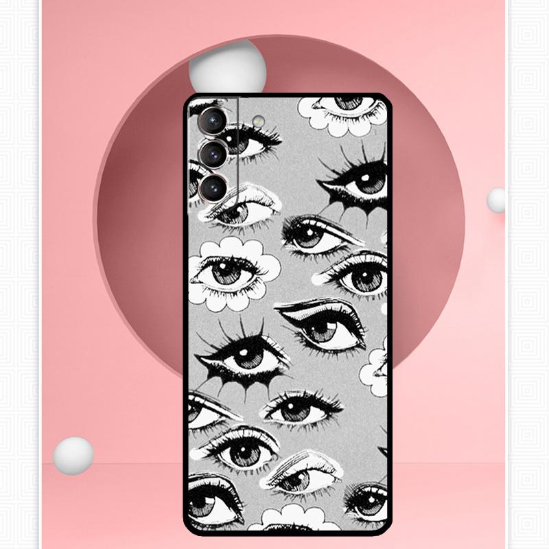 Eye Illustration Case For Samsung Galaxy S24 Ultra S22 Plus S20 S21 FE S8 S9 S10 Note 10 20 S23 Ultra Cover