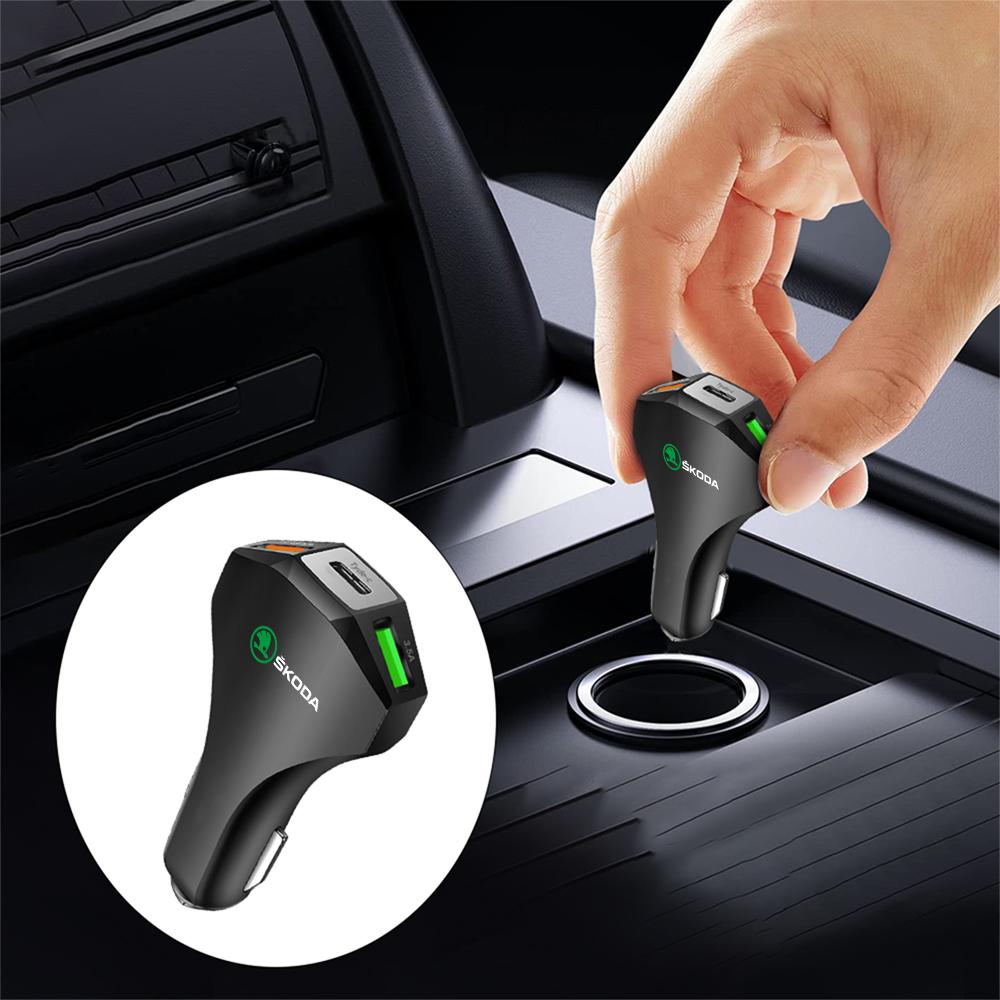 PD 35W Car Charger Type C Fast Charging Mobile Phone Adapter For Skoda S Octavia Rapid Fabia Superb Kamiq Scala VII Kodiaq a7 A5 VO9