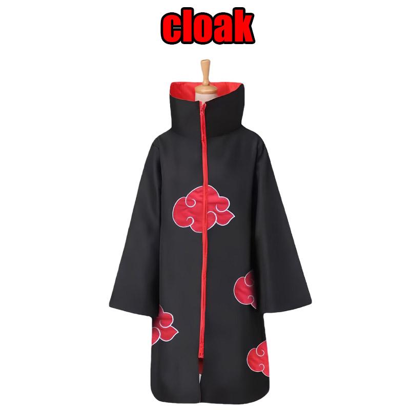 Bilibili Anime Naruto Ninja Cosplay Akatsuki Cosplay Costume Uchiha Itachi Red Cloud Cloak Robe Cloak Headband Halloween Clothes kids135 (xxs)