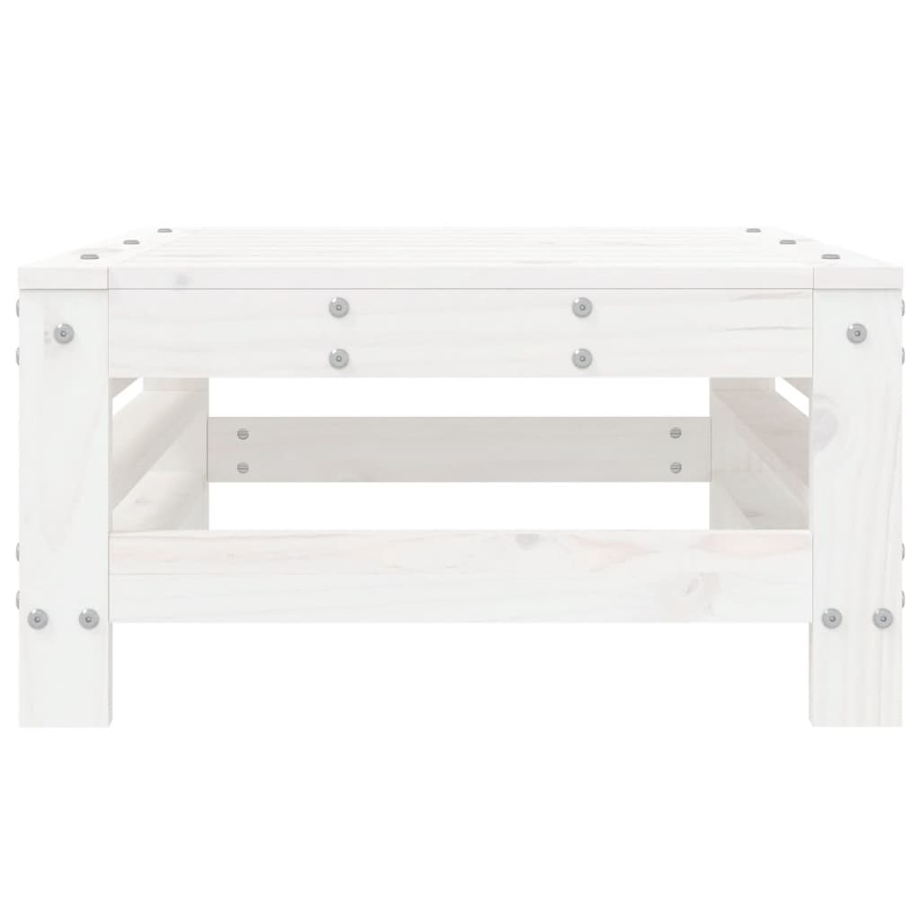 Garden Stool White Solid Pine Wood