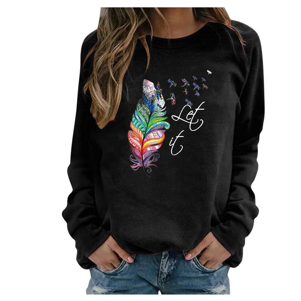 Women Casual Printing Long Sleeve Sweatshirt Pullover Shirts Top Blouse