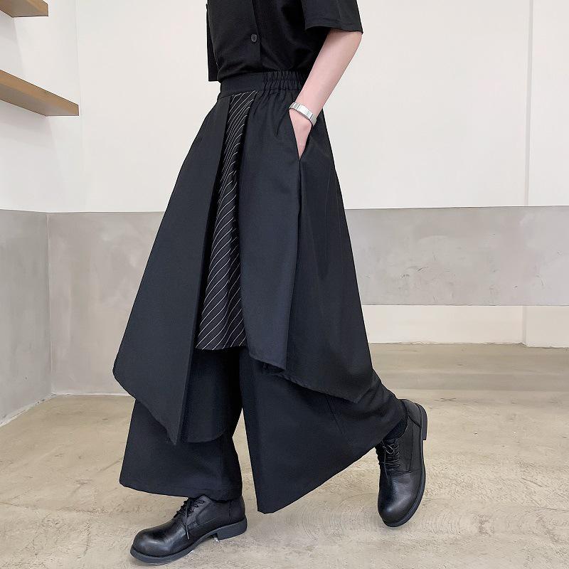 Yohji Yamamoto Men's Japanese-Style Ribbon Kendo Samurai Skirt Pants - Dark, Irregular Summer Design