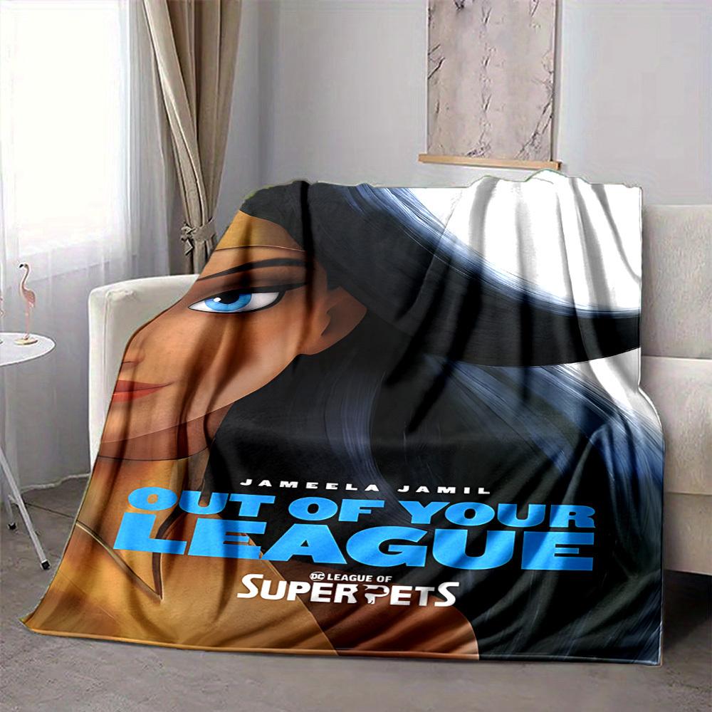 1pc DC League of Super Pets Flannel Throw Blanket Lightweight Soft Warm All Season Blanket for Sofa, Bed, Travel,L1028099 80x120cm