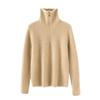 Women's Cashmere High-Neck Half-Zip Pullover Sweater – Long-Sleeve, Loose Fit, Slimming Knit Top