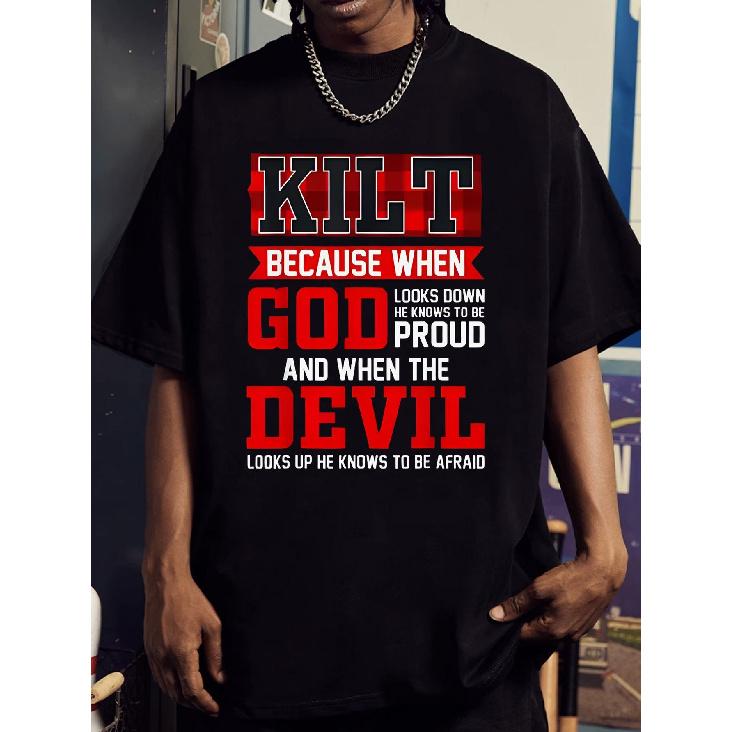 Men s Scottish Kilt-Themed T-Shirt - 100% Cotton Slim-Fit Funny Scottish Slogans & KILT Print with Tartan-Inspired Borders - Scottish Pride Apparel S чёрный
