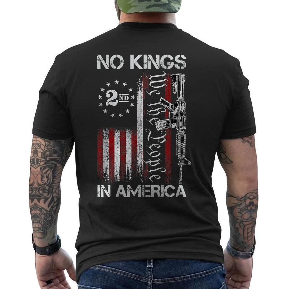 

No Kings in American Vintage USA Flag No Kings Unisex T-Shirt ON BACK 2XL
