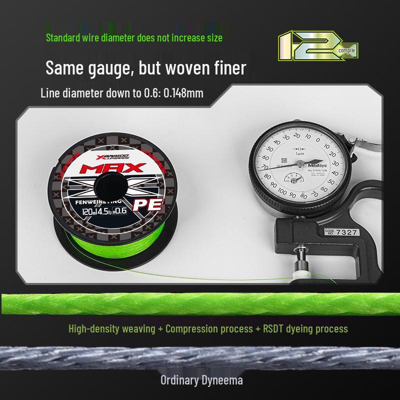 12-Strand High-Tensile Strength Fishing Line - Super Soft, No Pilling, Wear-Resistant, Anti-Bite, Ideal for Long Casts