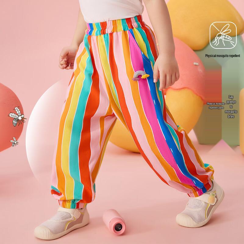 ASK JUNIOR Girls  Summer Striped Anti-Mosquito Casual Pants 110