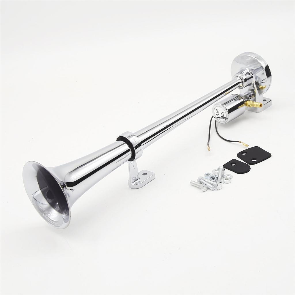 Bocina de Aire para Tren Universal Trompeta Cromada Sonido Fuerte Compresor 12V/24V Altavoz Bocina de Coche 135DB para Camión Barco Motocicleta