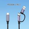High Efficiency 2 in 1 USB C Fast Charging Data Cable with Intelligent Power Distribution Stretchable Spring Mechanism