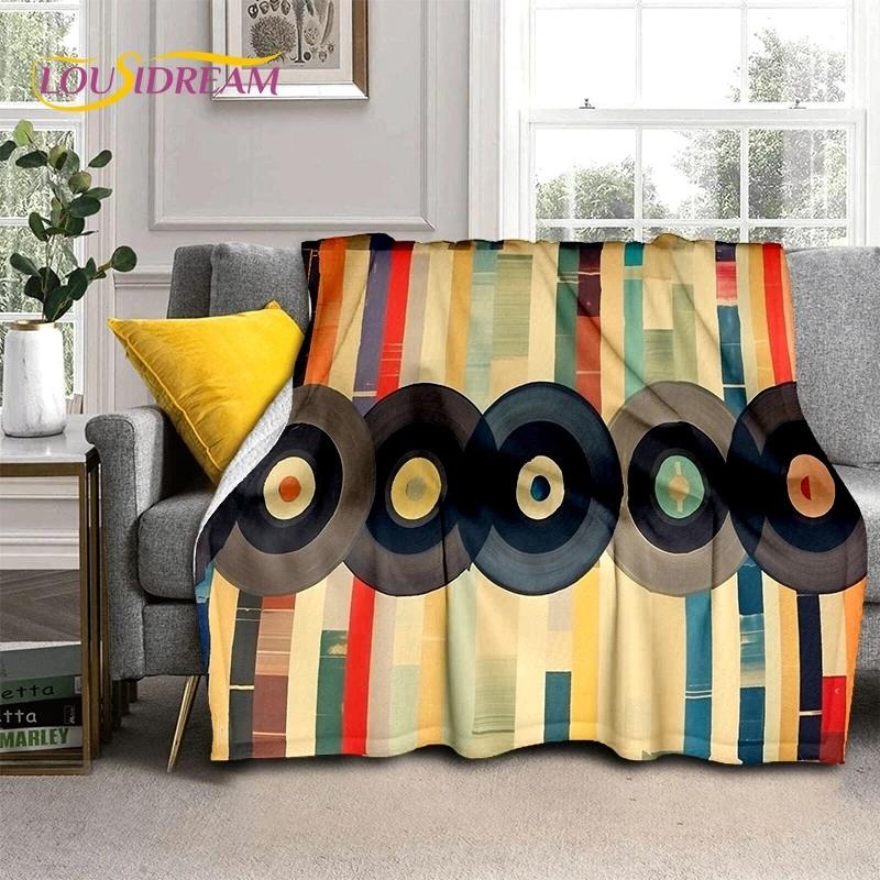 Vinylová deska Hudba DJ Displej Páska Měkká flanelová deka na postel Ložnice Pohovka Piknik, Přehozová deka na přikrytí Venkovní volný čas Dárek