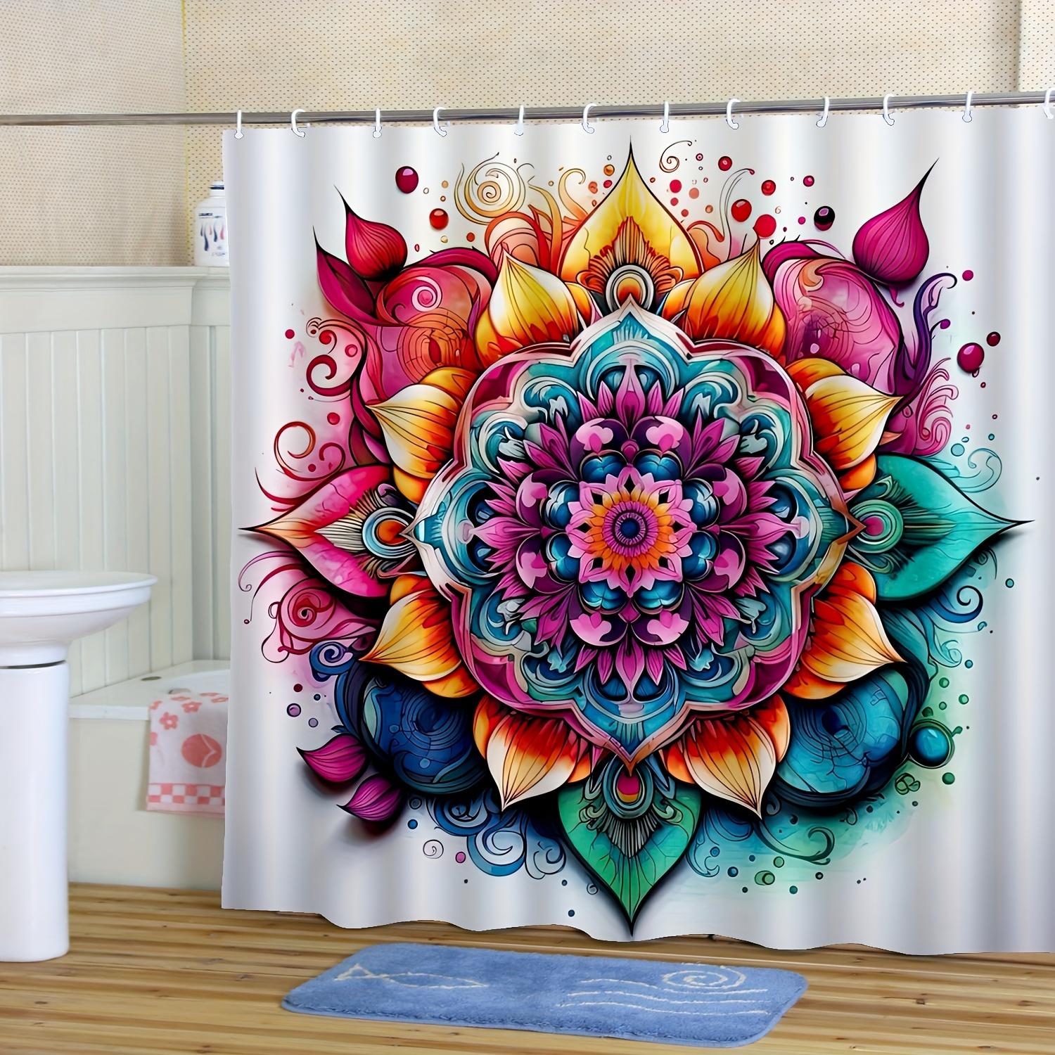 

Vibrant Mandala Waterproof Mildew-Resistant Shower Curtain - Colorful Floral Design For A Spiritual Bathroom Experience W90XH180cm