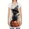 1pc Black Cat On Pumpkin Apron | Ideal for Baking and Home Use, Durable Polyester, Suitable for Indoor and Outdoor Settings
