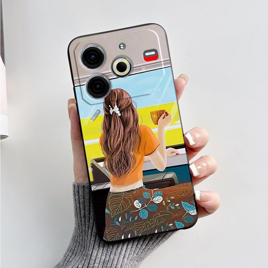 6.78" For Tecno Pova 6 Neo Case Pova6 Neo Back Cover Stylish Pattern Black Silicone Soft Phone Cases For Tecno Pova 6 Neo Fundas