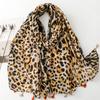 Autumn Women Scarf Cotton Leopard Print Shawl Tassel Summer Sun Protection Muslim Hijab Viscose Wrap Headscarf 90*180cm