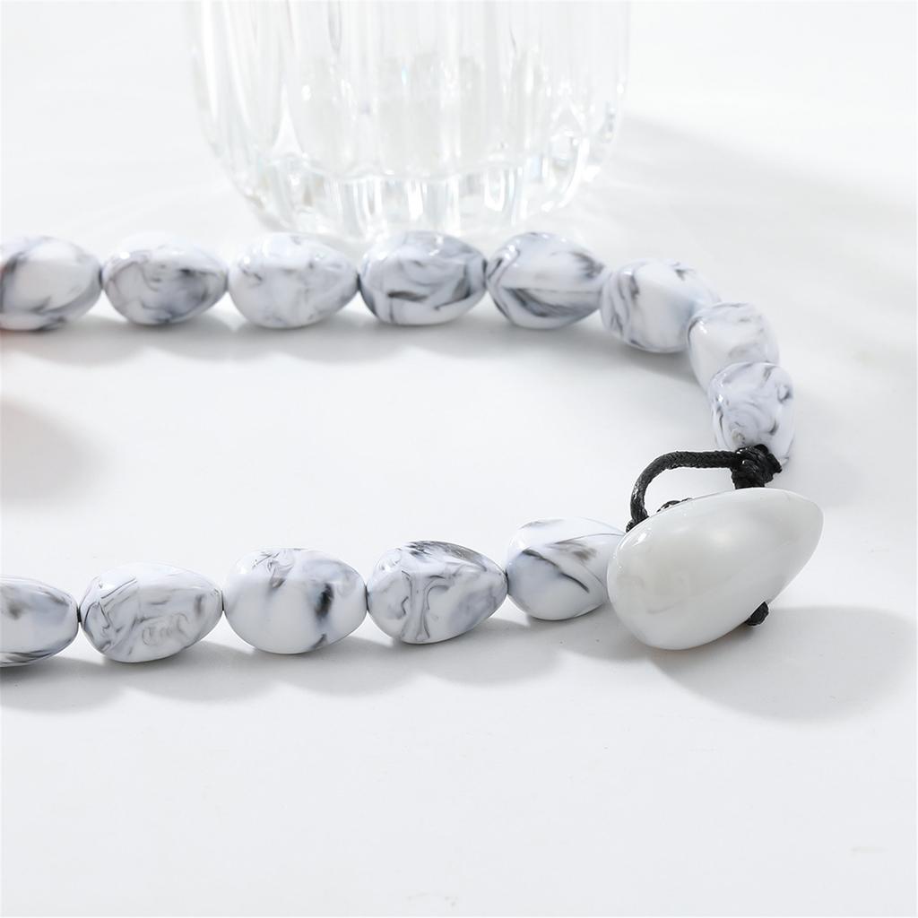 Resin Beaded Statement Necklace Large Colorful Flower Pendant Neckchain Adjustable Length Clavicle Chain for Women