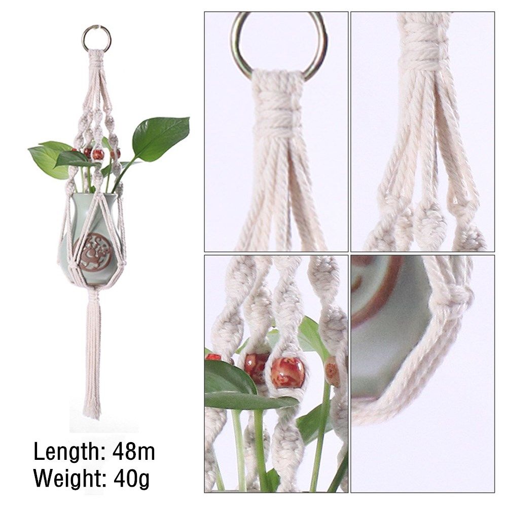

Home Decors Hooks Knotted Planter Basket Rope Garden Plant Hanger Flower Pot Holder Hanging Basket 07